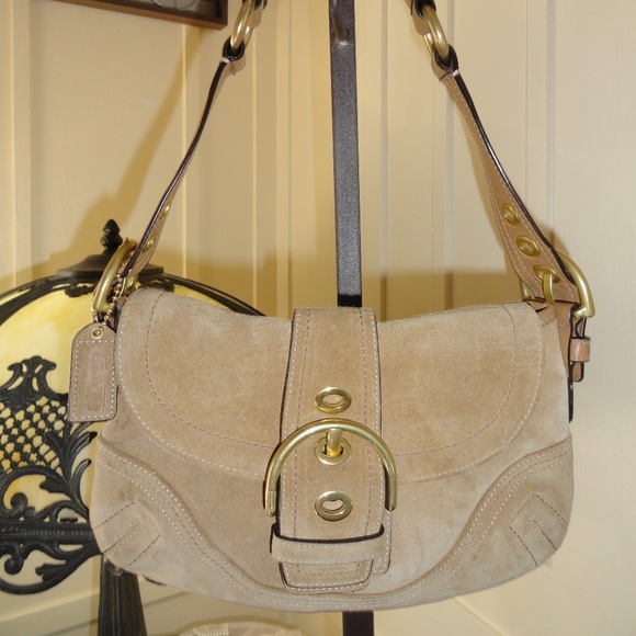 Coach Handbags - COACH Camel Tan Suede Shoulder Bag